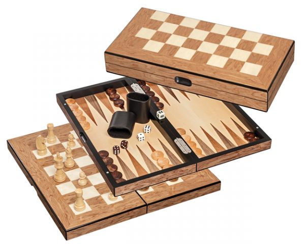 Schach-Backgammon-Dame-Set Feld 40 mm