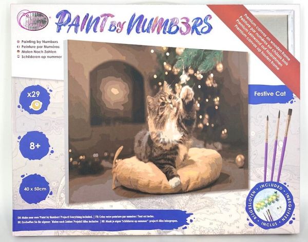 Malen nach Zahlen Bild-Set 40x50cm "Festliche Katze"