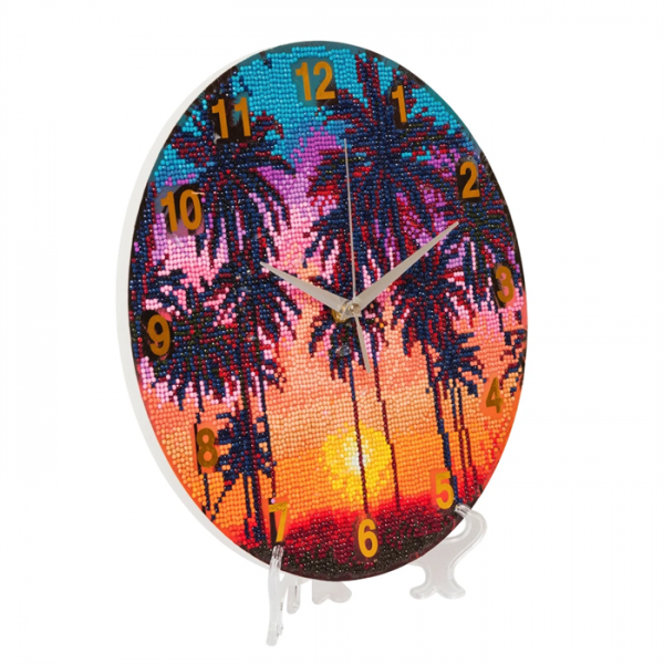 Sunset Palms, Crystal Art Clock