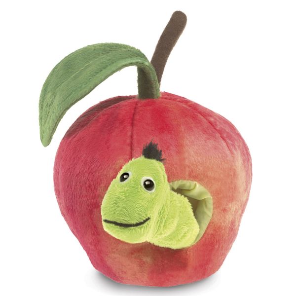 Handpuppe Wurm im Apfel