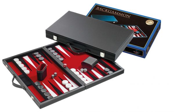 Backgammon rot - medium - Kunstleder
